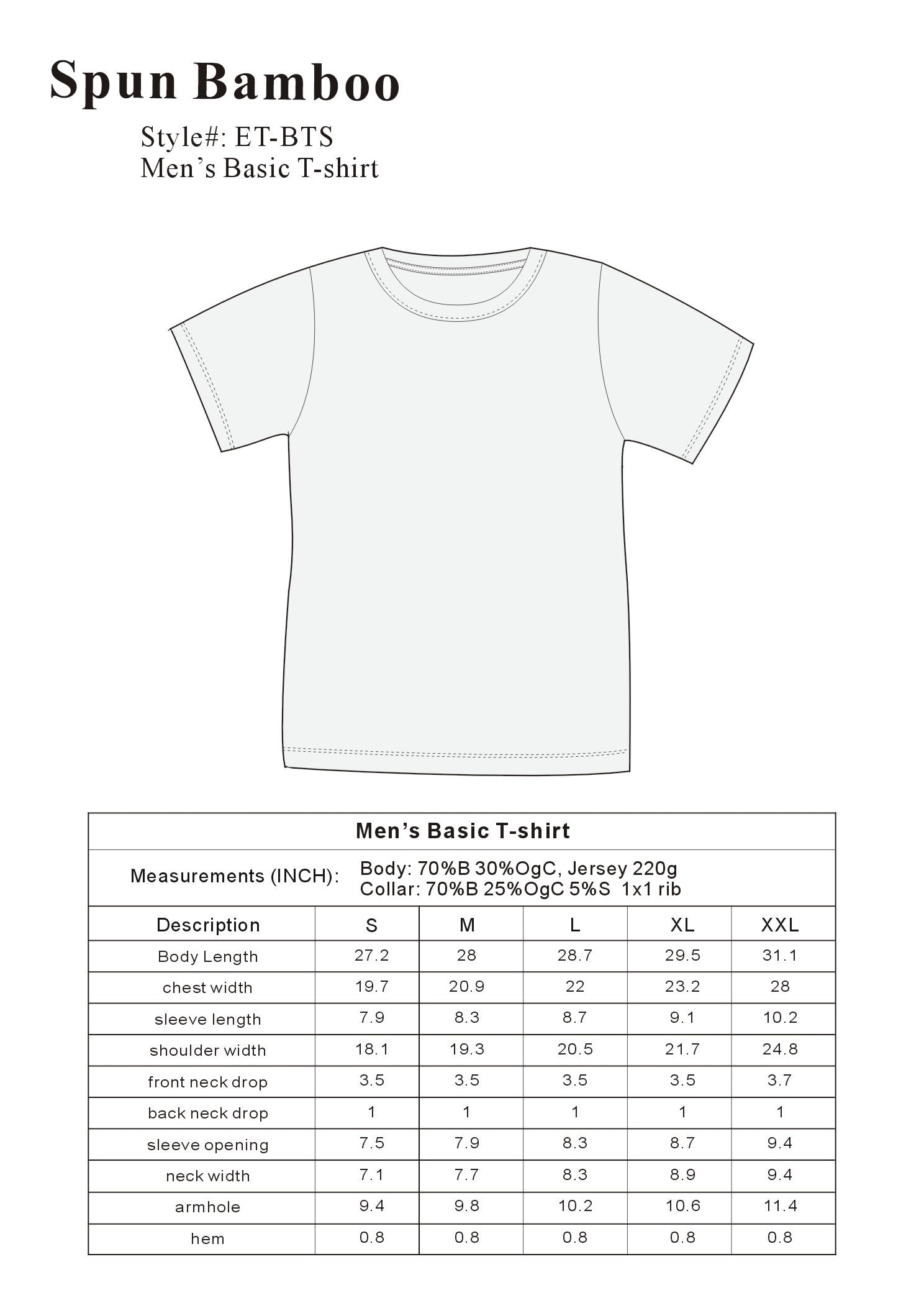 Clearance Men's Bamboo Short Sleeve T-Shirt - Classic Cut